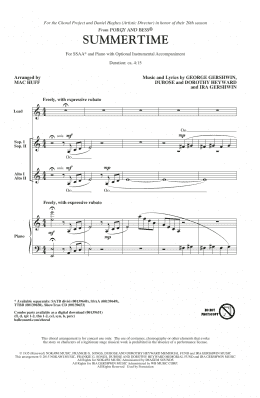 page one of Summertime (arr. Mac Huff) (SSA Choir)