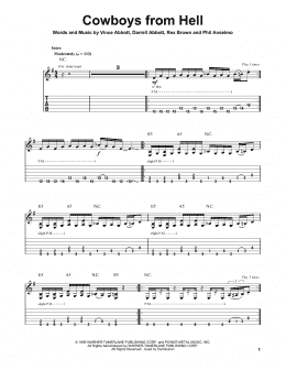 page one of Cowboys From Hell (Guitar Tab (Single Guitar))