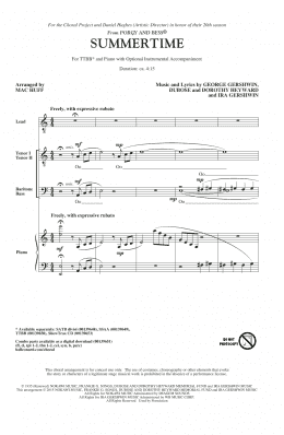 page one of Summertime (arr. Mac Huff) (TTBB Choir)