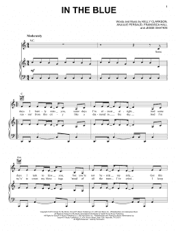 page one of In The Blue (Piano, Vocal & Guitar Chords (Right-Hand Melody))