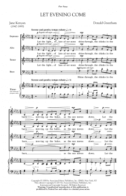 page one of Let Evening Come (SATB Choir)