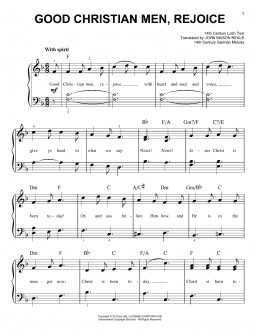 page one of Good Christian Men, Rejoice (Very Easy Piano)