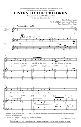 page one of Listen To The Children (SATB with Children's Choir) (SATB Choir)