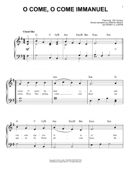 page one of O Come, O Come Immanuel (Very Easy Piano)