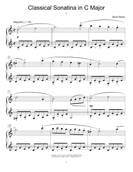 page one of Classical Sonatina In C Major (Educational Piano)