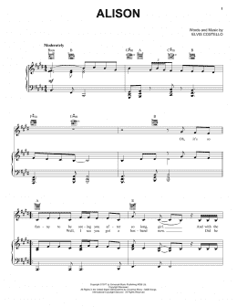 page one of Alison (Piano, Vocal & Guitar Chords (Right-Hand Melody))