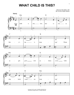page one of What Child Is This? (Easy Piano)