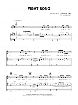page one of Fight Song (Piano, Vocal & Guitar Chords (Right-Hand Melody))