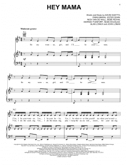 page one of Hey Mama (Piano, Vocal & Guitar Chords (Right-Hand Melody))
