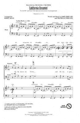 page one of California Dreamin' (SATB Choir)