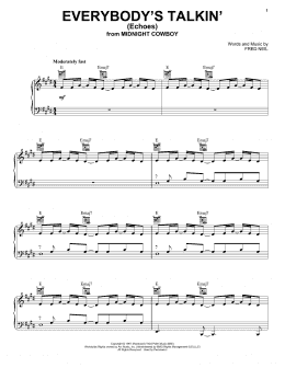 page one of Everybody's Talkin' (Echoes) (Piano, Vocal & Guitar Chords (Right-Hand Melody))
