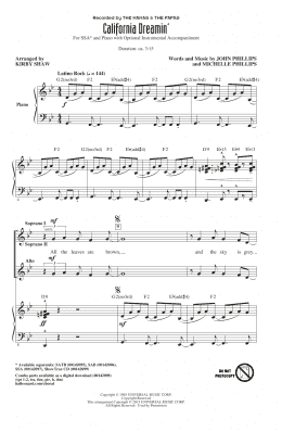 page one of California Dreamin' (SSA Choir)