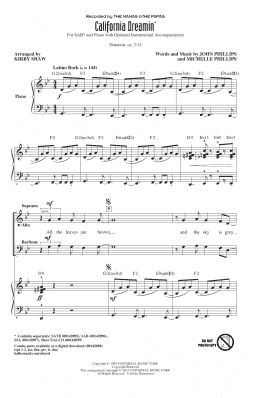 page one of California Dreamin' (SAB Choir)