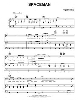page one of Spaceman (Piano, Vocal & Guitar Chords (Right-Hand Melody))
