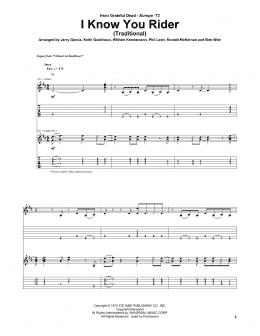 page one of I Know You Rider (Guitar Tab)