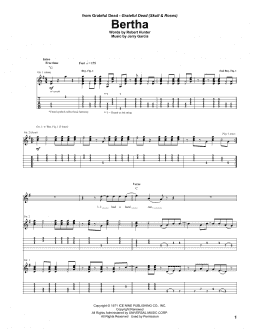 page one of Bertha (Guitar Tab)
