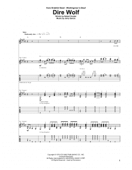 page one of Dire Wolf (Guitar Tab)