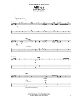 page one of Althea (Guitar Tab)