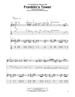 page one of Franklin's Tower (Guitar Tab)