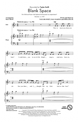page one of Blank Space (arr. Mac Huff) (SAB Choir)