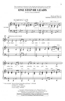 page one of One Step He Leads (SSA Choir)