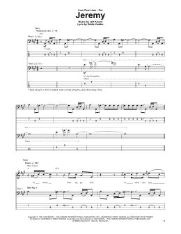 page one of Jeremy (Bass Guitar Tab)