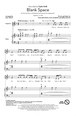 page one of Blank Space (arr. Mac Huff) (SSA Choir)