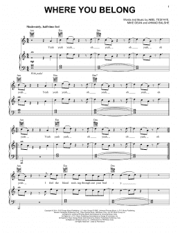 page one of Where You Belong (Piano, Vocal & Guitar Chords (Right-Hand Melody))