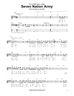 page one of Seven Nation Army (Bass Guitar Tab)