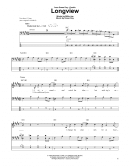 page one of Longview (Bass Guitar Tab)