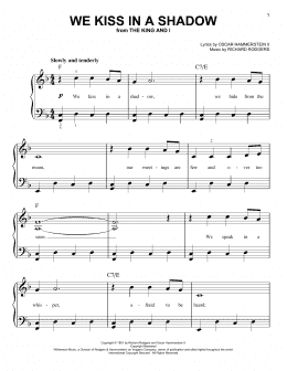 page one of We Kiss In A Shadow (Easy Piano)