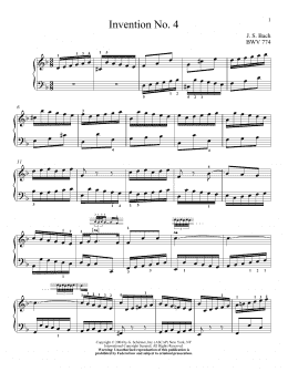 page one of Two-Part Invention In D Minor (Piano Solo)
