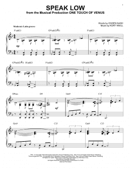 page one of Speak Low [Jazz version] (arr. Brent Edstrom) (Piano Solo)