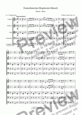 page one of Deutschmeister-Regiments-Marsch  / March (For Strings)