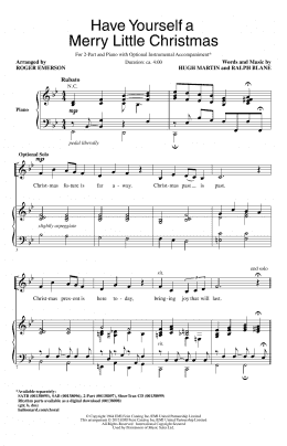 page one of Have Yourself A Merry Little Christmas (2-Part Choir)