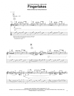 page one of Fingerlakes (Guitar Tab)