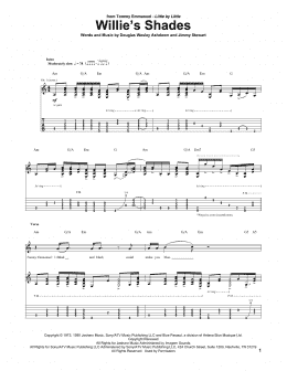 page one of Willie's Shades (Guitar Tab)