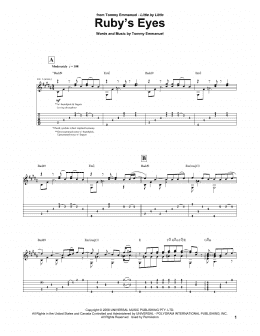 page one of Ruby's Eyes (Guitar Tab)