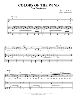 page one of Colors Of The Wind (from Pocahontas) (Piano & Vocal)