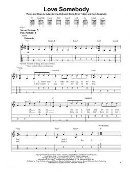 page one of Love Somebody (Easy Guitar Tab)