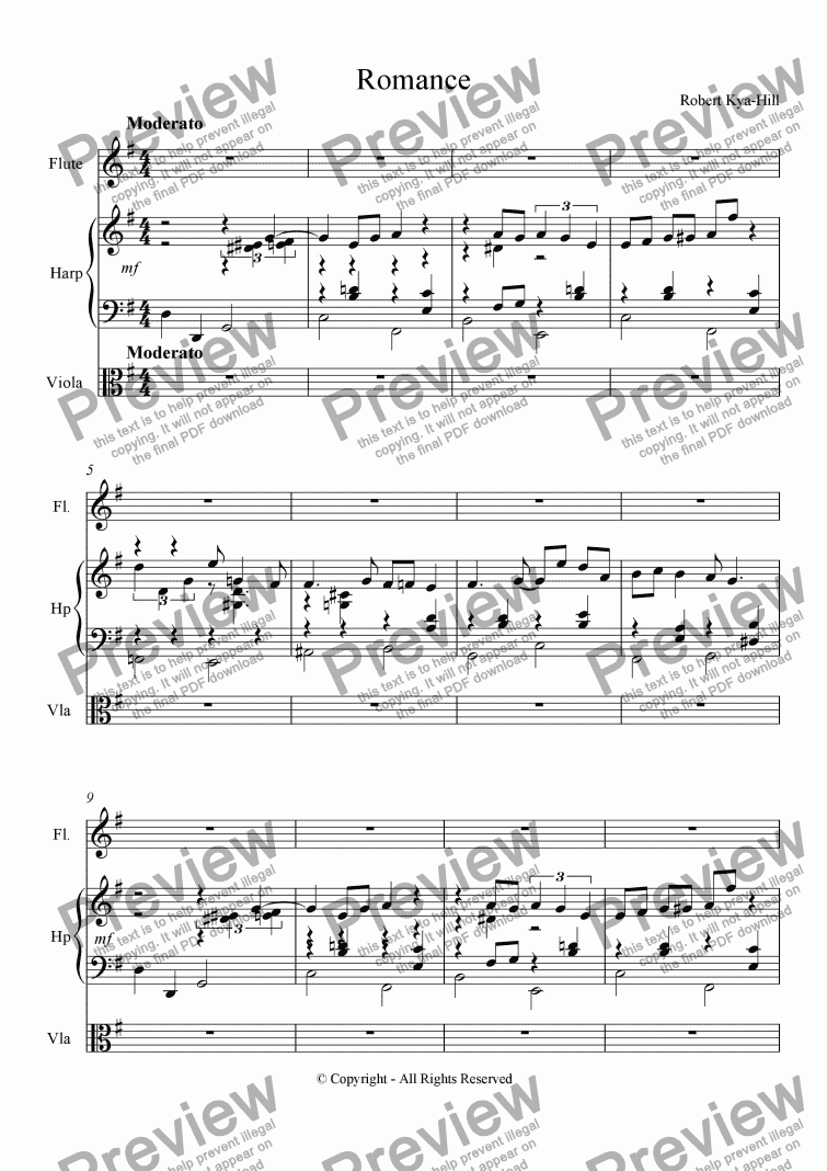 page one of Romance [Flute, Harp, and Viola]