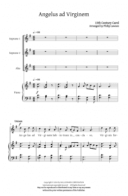 page one of Angelus Ad Virginem (SSA Choir)