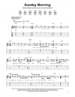 page one of Sunday Morning (Easy Guitar Tab)