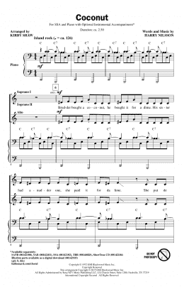 page one of Coconut (SSA Choir)
