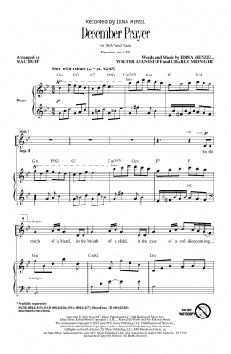 page one of December Prayer (SSA Choir)