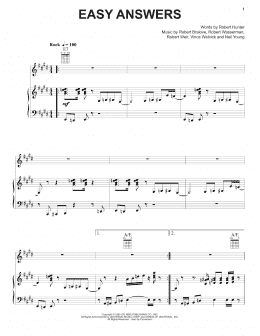 page one of Easy Answers (Piano, Vocal & Guitar Chords (Right-Hand Melody))