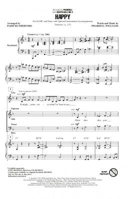 page one of Happy (arr. Paris Rutherford) (SATB Choir)