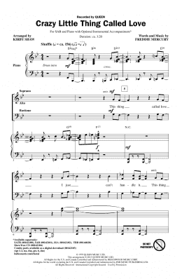 page one of Crazy Little Thing Called Love (arr. Kirby Shaw) (SAB Choir)