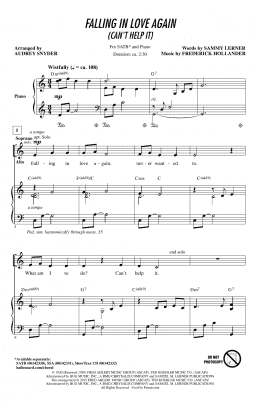 page one of Falling In Love Again (Can't Help It) (SATB Choir)