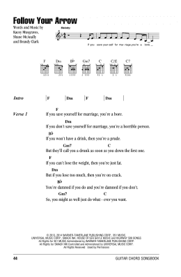 page one of Follow Your Arrow (Guitar Chords/Lyrics)